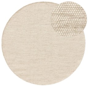 benuta Pure Tappeto di lana Rocco Crema ø 100 cm rotondo - Tappeto fibra naturale