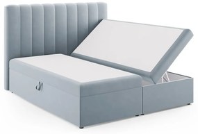 Letto boxspring azzurro con contenitore 180x200 cm Gina - Milo Casa