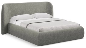 Letto matrimoniale imbottito grigio con contenitore con griglia 140x200 cm Hauke - Makamii