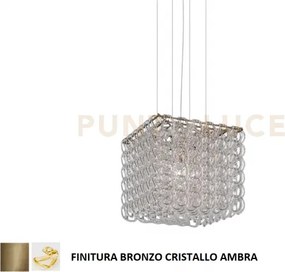 Giogali sospensione cub cristallo ambra e bronzo opaco 3 luci atta...