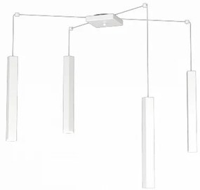 Square tube sospensione 4 luci bianco cavo cm.250 con base 1173-s4-bi