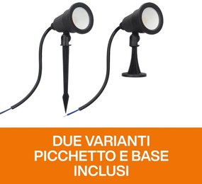 Faretto LED con Picchetto 5W Orientabile Colore Bianco Caldo 3.000K