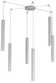 Sospensione Moderna Round Tube Metallo Grigio 6 Luci Gu10