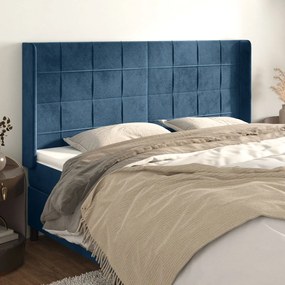 Testiera Ad Orecchio Blu Scuro 203x23x118/128 Cm İn Velluto /
