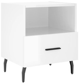 Comodini 2 pz Bianco Lucido 40x35x47,5 cm in Legno Multistrato