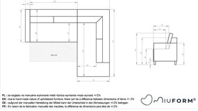 Divano letto in velluto a coste arancio-marrone (angolo destro) Lofty Lilly - Miuform