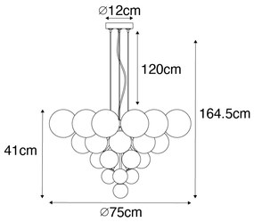Lampadario nero con vetro fumé e trasparente 13 luci - Bonnie