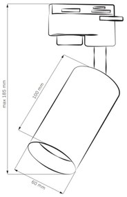 Faretto per sistema a binario MARIBEL 3xGU10/10W/230V +1 m rotaia sistema