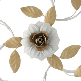 Plafoniera Arte Povera Cesto Metallo Bianco E Oro 3 Luci E14