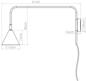 Lampada da parete color terracotta con alimentazione a corrente Zylo – Sollux