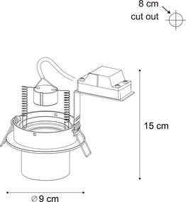 Faretto da incasso moderno canna di fucile GU10 50 mm rotondo orientabile - Installa