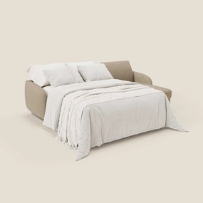 Ninfea Divano Letto Angolare con Penisola Contenitore e Materasso H18 cm - piedini in metallo e Tessuto impermeabile T03 marrone