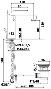 Paffoni Ringo Rin071 Miscelatore lavabo Monocomando Senza Piletta Nero Opaco