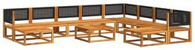 Set divano da giardino 11 pz con cuscini legno massello acacia