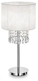 Ideal Lux -  OPERA TL1 - Lampada da tavolo  - Paralume della lampada da tavolo in lamina di PVC con riflessi metallizzati e rivestita da fili bianchi. Pendagli in cristallo molato. Montatura in cromo. Altezza: 520 mm.