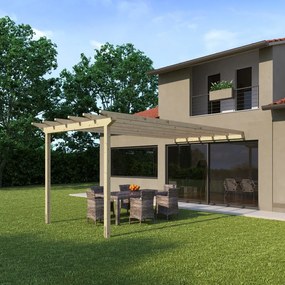 Pergola addossata Eagle in legno struttura marrone L 300 x P 594 x H 272 cm