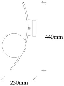 Opviq Applique Hilal 3821, nero, vetro opalino, altezza 44 cm