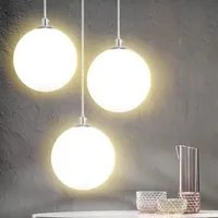 Lampadario Lampada Sospensione Sfera 20 cm Design Moderno Paralume Vetro E27