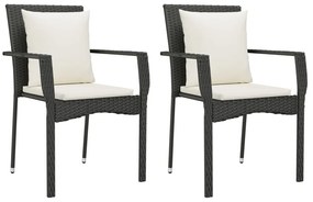 Set da pranzo da giardino 7 pz nero con cuscini in polyrattan