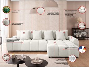 Divano angolare bianco (con penisola a destra/con chaise lounge) Albane – Ropez