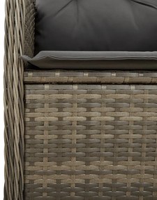 Set bistrò da giardino 7 pz con cuscini in polyrattan grigio