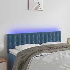 Testiera A Led Blu Scuro 144x5x78/88 Cm İn Velluto /