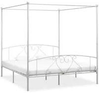 Letto a Baldacchino Bianco in Metallo 200x200 cm cod mxl 65220