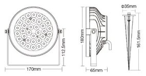 Faro RGB+CCT 25W, IP66, SMART e da Telecomando, Con doppia base Colore RGB+CCT