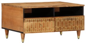 Tavolino Da Salotto 80x54x40 Cm İn Legno Massello Di Mango /