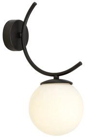 Applique Moderna 1 Luce Coeo In Acciaio Nero E Diffusore In Vetro Opale