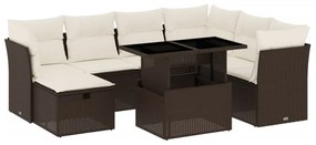 Set divani da giardino 8 pz con cuscini marrone in polyrattan