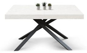 Tavolo FORTE DEI MARMI bianco frassinato allungabile con base antracite 180×90 cm – 260×90 cm