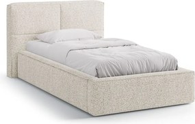 Letto singolo imbottito beige con contenitore con rete inclusa 90x200 cm Darren – Micadoni