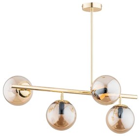 Lampadario a sospensione con supporto rigido LUNGO 4xE14/10W/230V oro