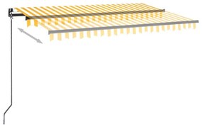 Tenda da Sole Retrattile Manuale LED 450x350 cm Giallo Bianco