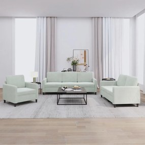 Set Di Divani 3 Pz Grigio Chiaro İn Velluto /