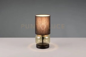 Elio lampada da tavolo base vetro verde con paralume nero h. 29cm 1...
