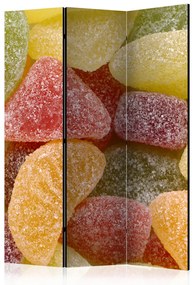 Paravento separè Deliziose mandorle (3 parti) - composizione colorata con dolci
