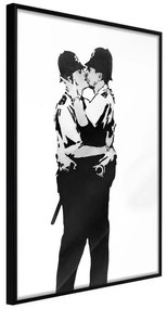 Poster  Banksy: Kissing Coppers I  Cornice Quadri Cornice nera, Larghezza x Altezza Home decor 30x45