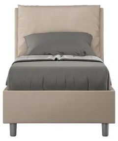 Letto singolo contenitore imbottito 80x200 similpelle tortora Antea
