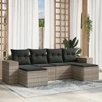 Set Divano da Giardino 6pz con Cuscini Grigio Chiaro Polyrattan 3255259