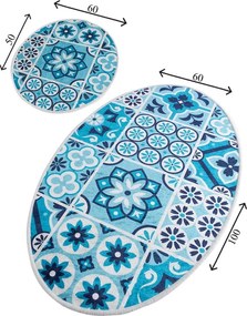 Set di tappetini per il bagno blu 2 pz 60x100 cm Ceramic – Foutastic