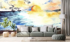 Carta da parati – Tramonto brillante sul mare