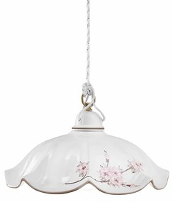 Lampadario Classico Belluno Ceramica E Ottone Satinato Decorato 1 Luce E27