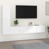 Set di Mobili Porta TV 4 pz Bianco in Legno Multistrato 3114310