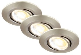 Set 3 Faretti Incasso Klira Plastica Nichel Satinato A Led 4,9W Ip23