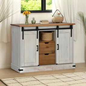 Credenza Halden 2 Ante Scorrevoli 112x40x80 Cm Legno Massello /