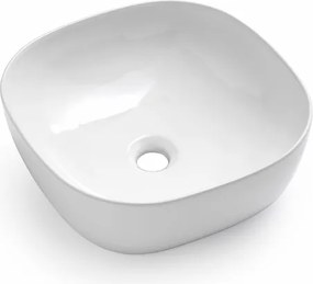 Lavabo da appoggio quadrato 40x40 cm in ceramica bianco