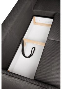 Divano angolare grigio allungabile (con penisola a destra) con rivestimento in velluto a coste Tori – Bonami Selection