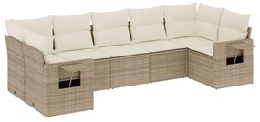 Set divani da giardino 7 pz con cuscini beige in polyrattan